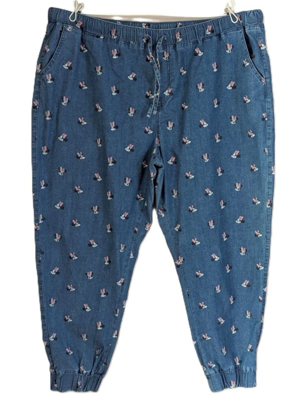 Disney Minnie Mouse Pants Women's 2X Plus Denim Jogger All Over Print